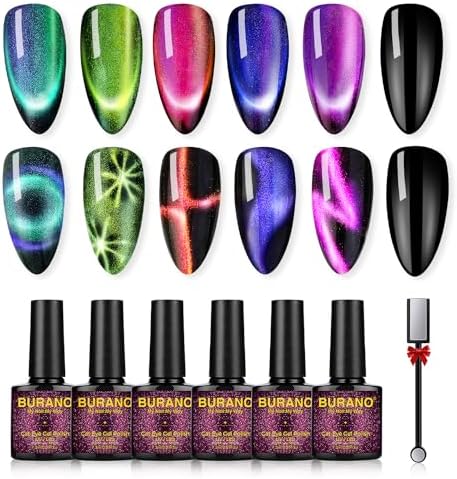 BURANO 9D Cat Eye Gel Nagellack Set mit 6 Farben
