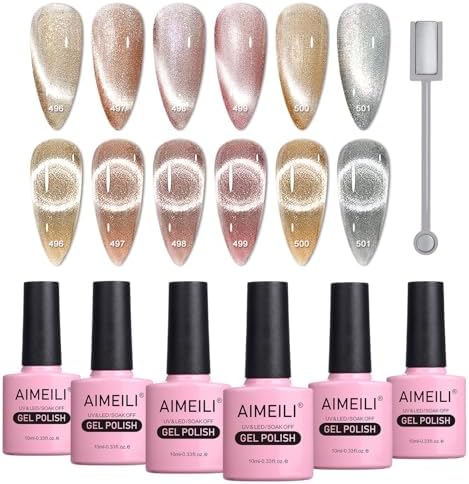 AIMEILI magnetisches Cat Eye Gel Set mit 6 Farben und Magnet
