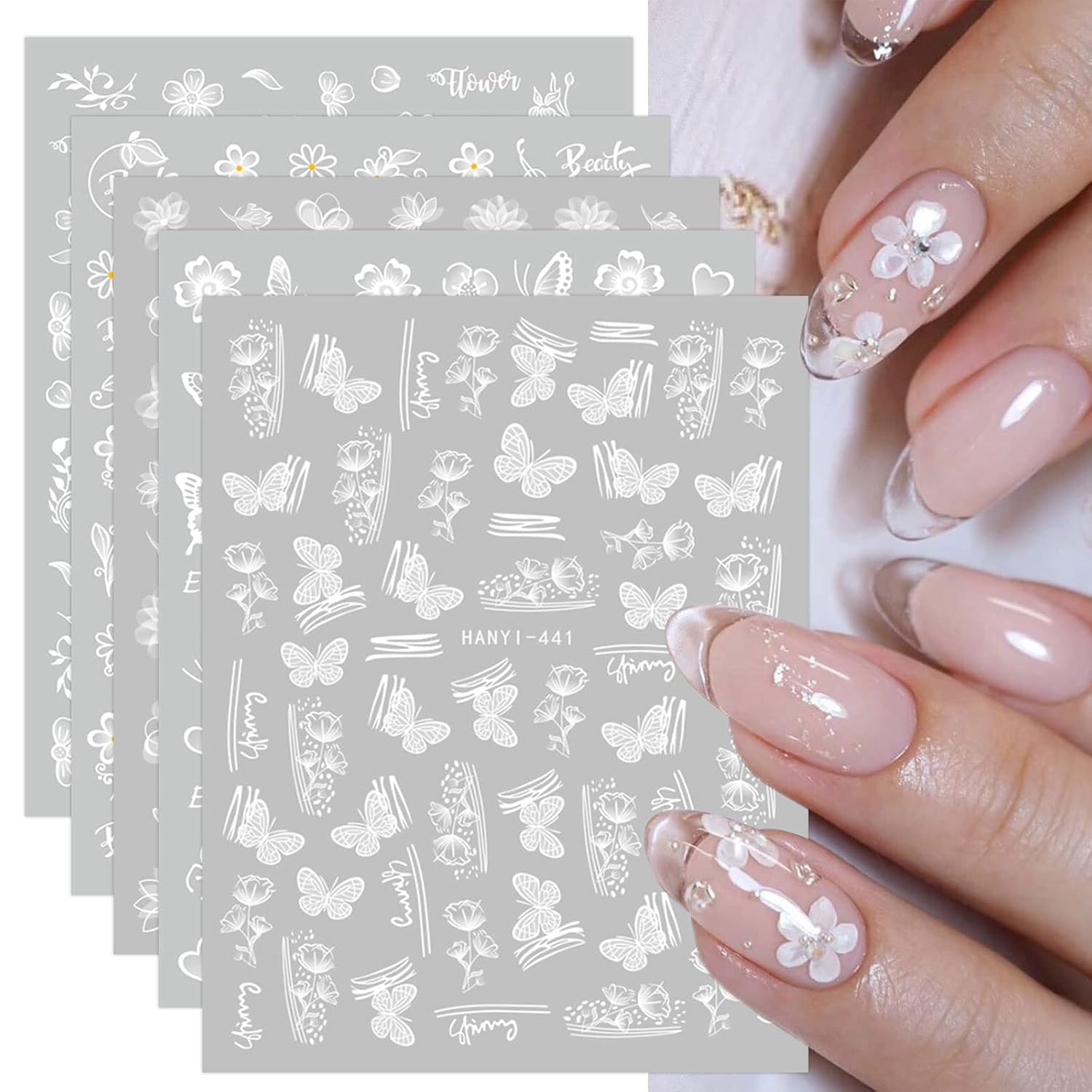 3D Blumen Nagelsticker Set (12 Blätter)