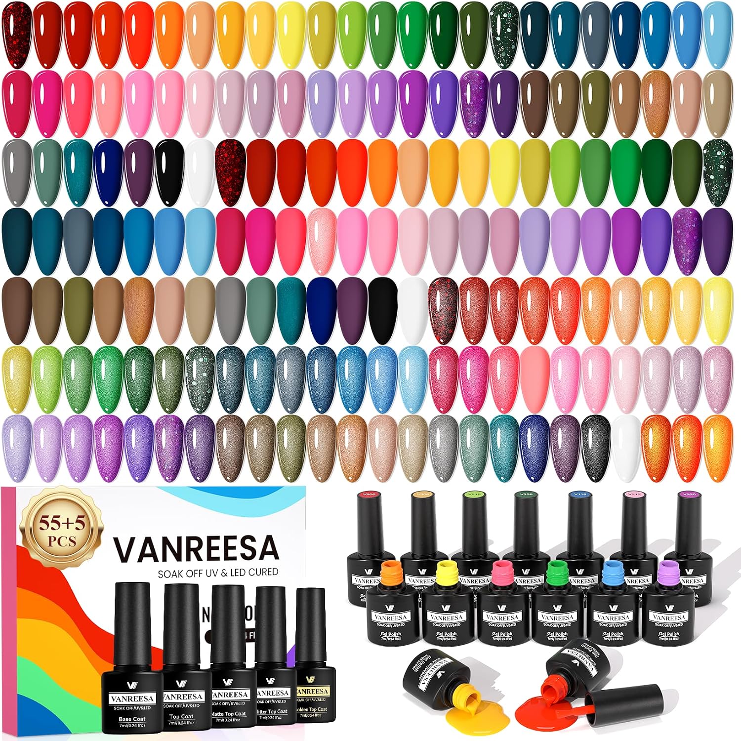 VANREESA 55 Farben UV Gel Nagellack Set für Anfänger und Nageldesign