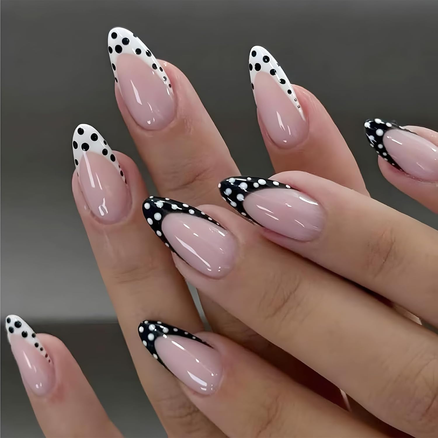 Dot French Press On Nails Mandelform 24 Stück