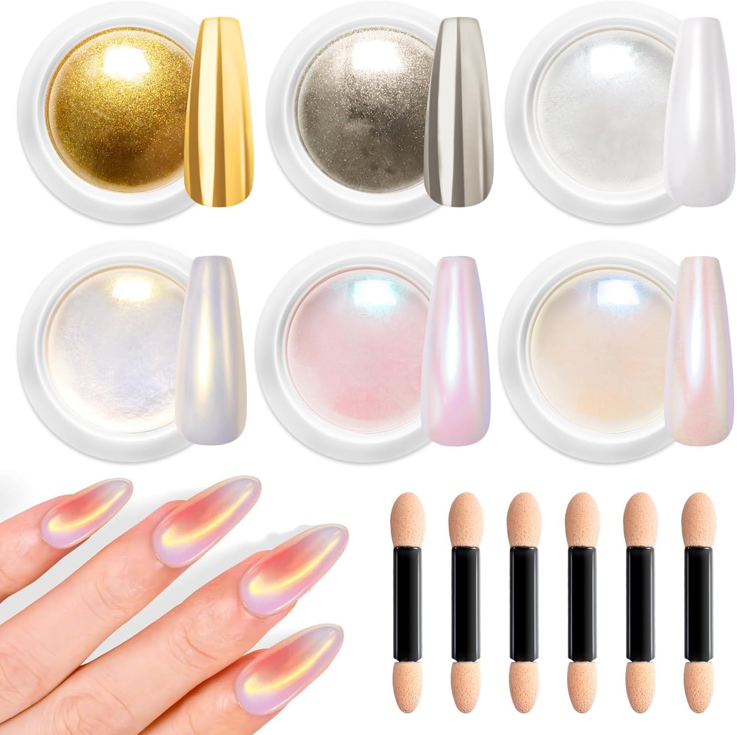 Rose Gold Chrome Nail Powder BISHENGYF 6 Boxen