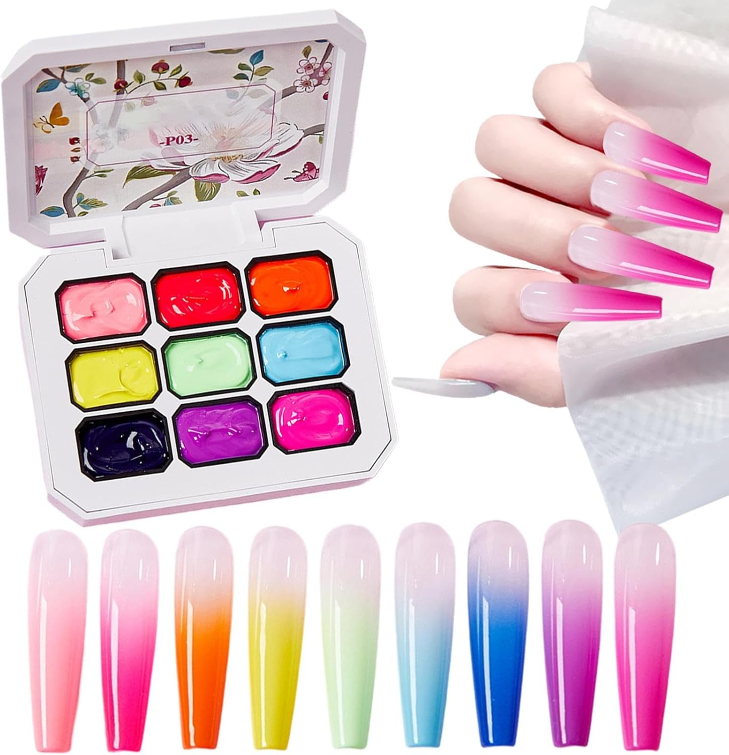 Nail Gel Palette 9 Farben Gradient Gel für Nail Art