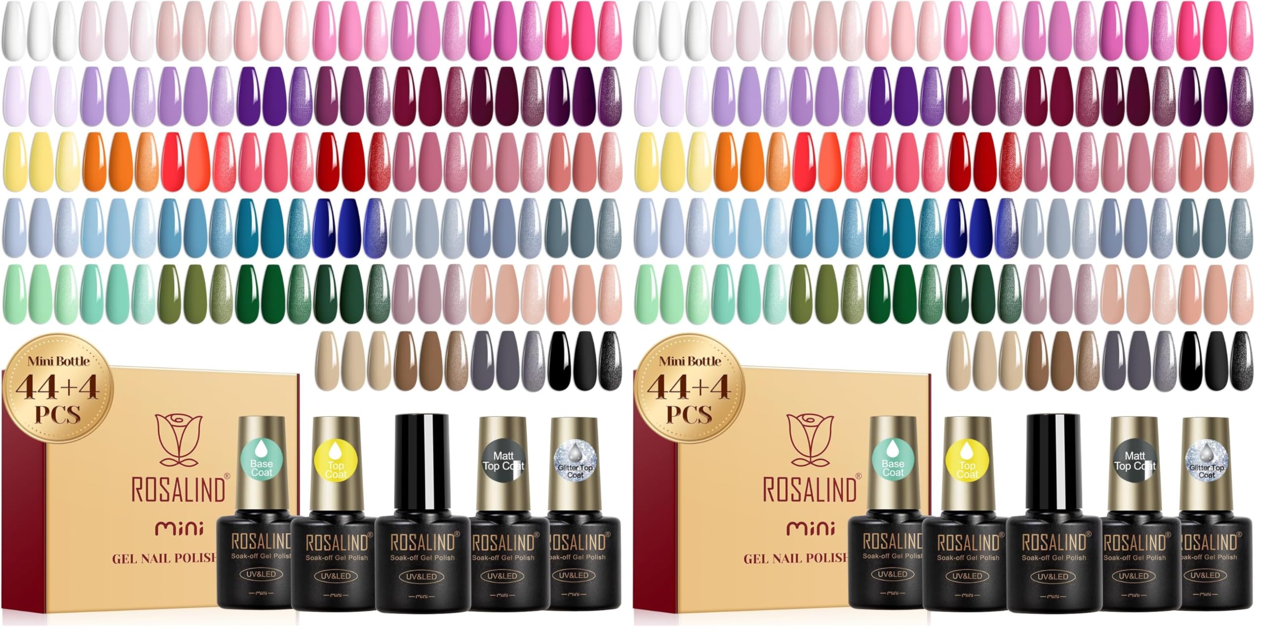 ROSALIND UV Nagellack Set, 48 Stück Weiß Rosa Violett Rot Grün Blau Gel Nagellac