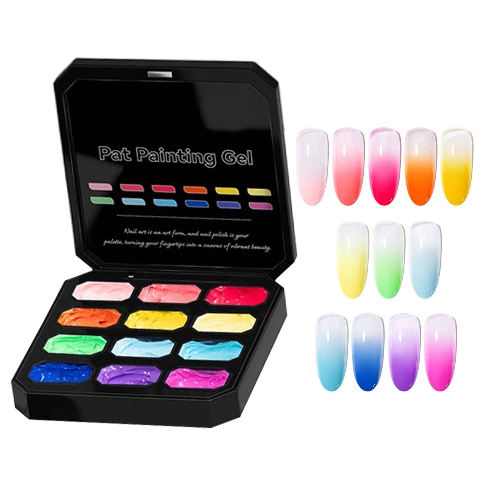 Gel Painting Nail, DIY Art Blending Palette, 12 Color Nail Gel Set, Long Lasting