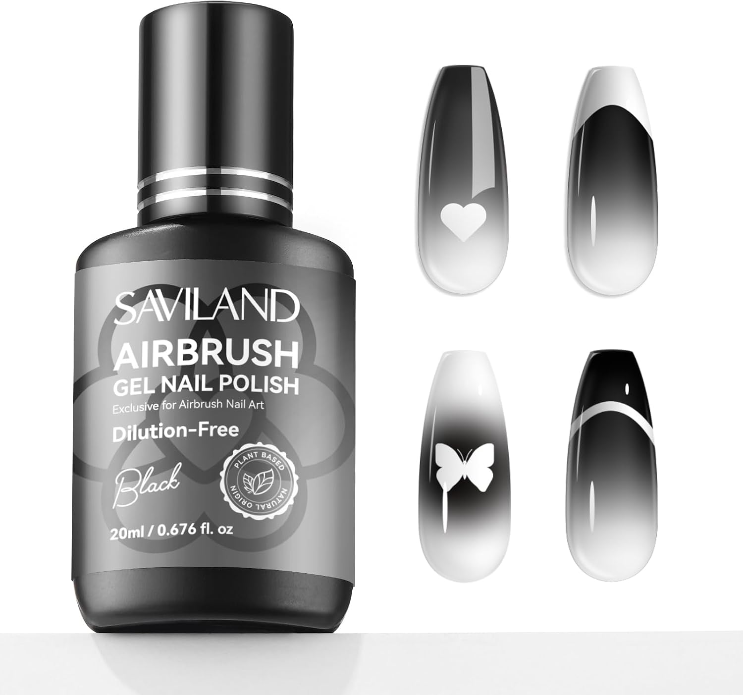 SAVILAND Airbrush Schwarzer Gel Nagellack