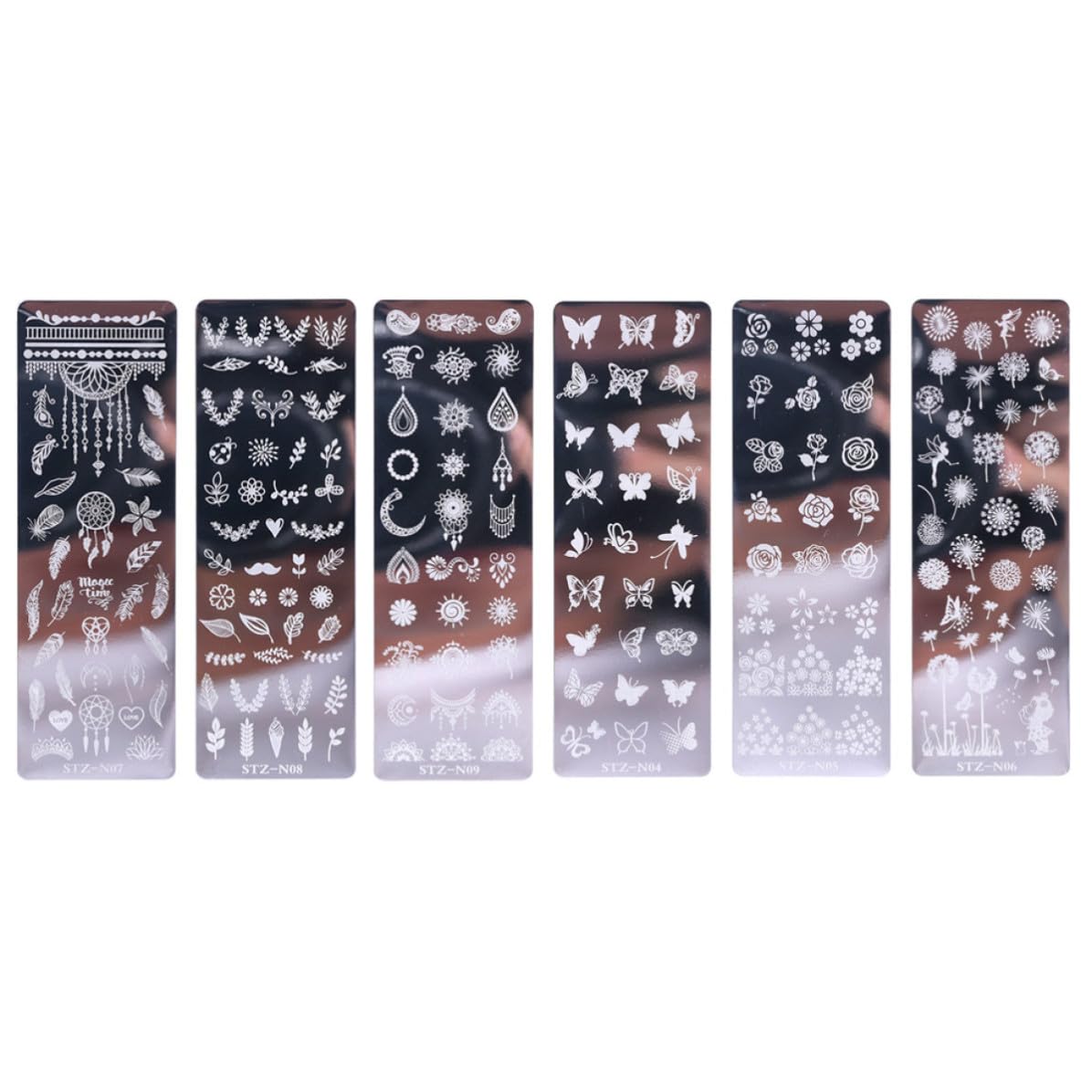 BESTOYARD 6stücke Floral Butterfly Nail Stamping Plates Tiefe Gravur für Kreativ