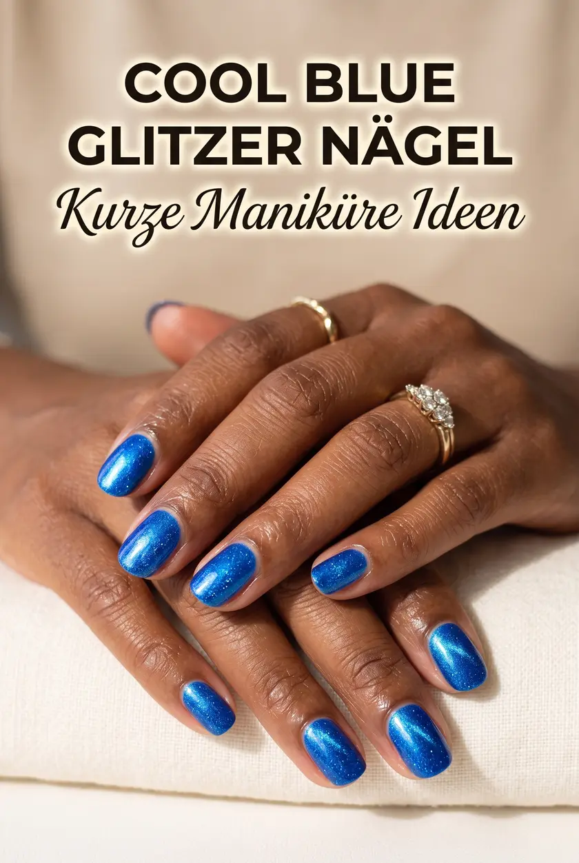 Cool Blue Nägel 2026: Glitzerndes Nageldesign für kurze Nägel ✨