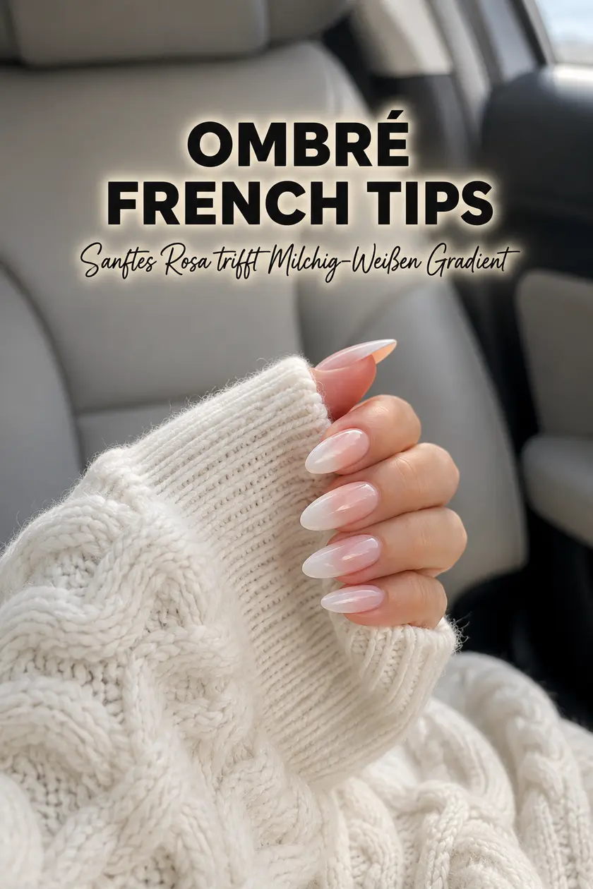 Ombré French Tips ✨ Sanftes Rosa mit Milchig-Weißem Gradient