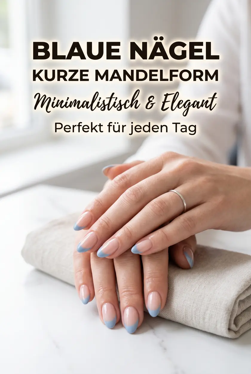 Blaue Kurze Mandelform Nägel ✨ Eleganter Alltags-Look
