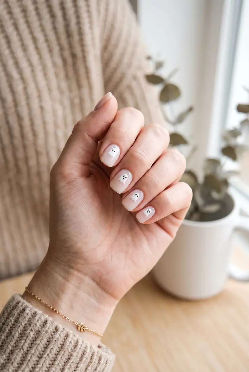 Ghostly Sheer Minimalist Nails 👻 Zarte Geister Nailart für Halloween