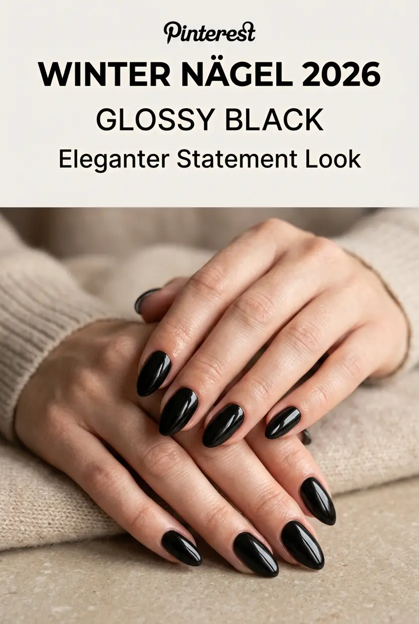Winter Nägel 2026: Elegante schwarze Maniküre mit Hochglanz ✨