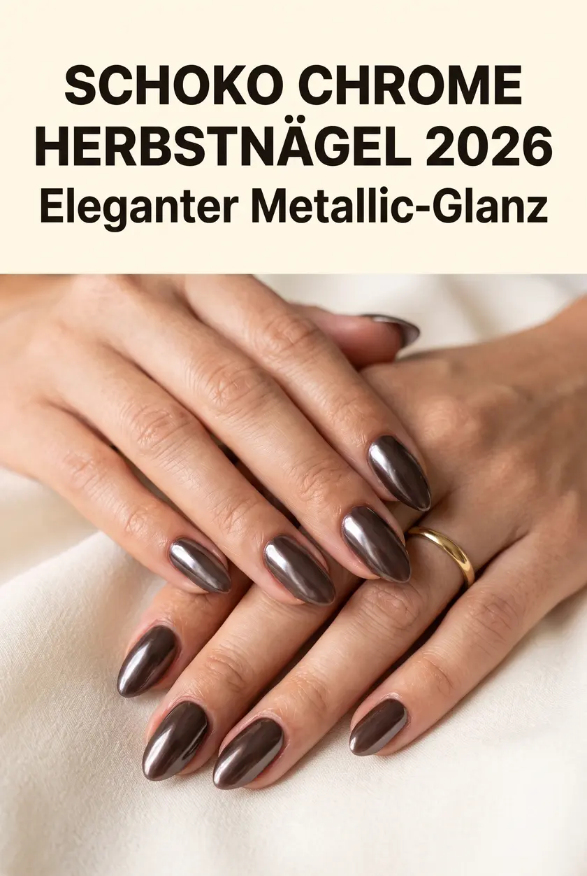 Braune Nägel Herbst 2026: Schokoladenbraune Chrome Nägel ✨