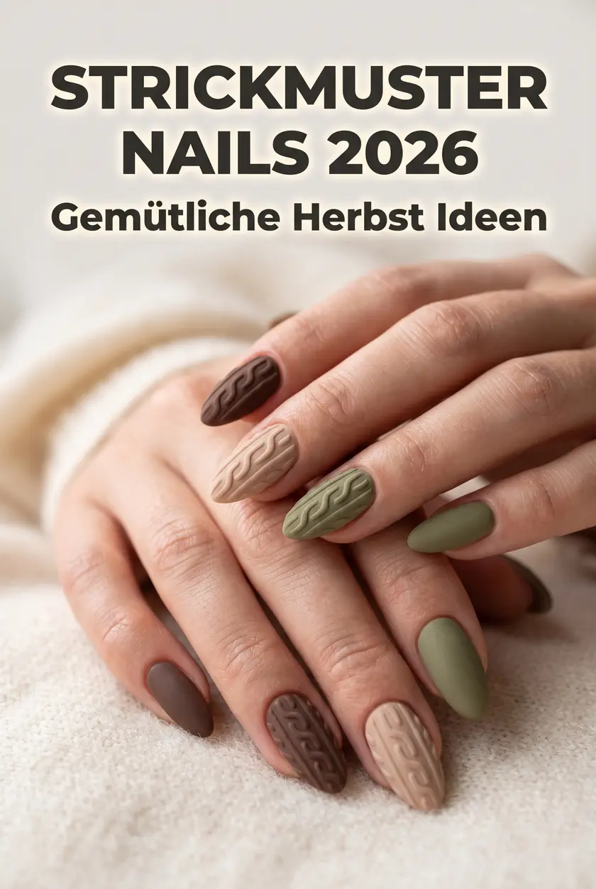 Nägel Ideen Herbst 2026 | Matte Strickmuster Nails