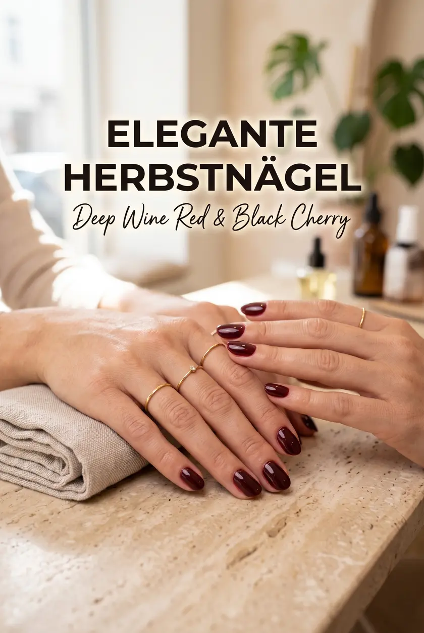 Elegante Herbstnägel 🍷 Deep Wine Red & Black Cherry Maniküre