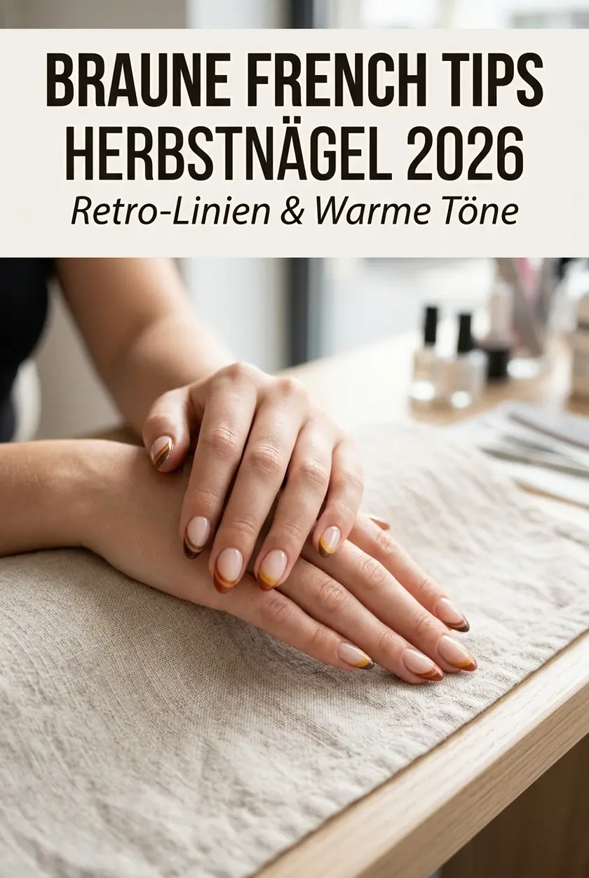 Braune French Nägel Herbst 2026 | Elegante Retro-Streifen