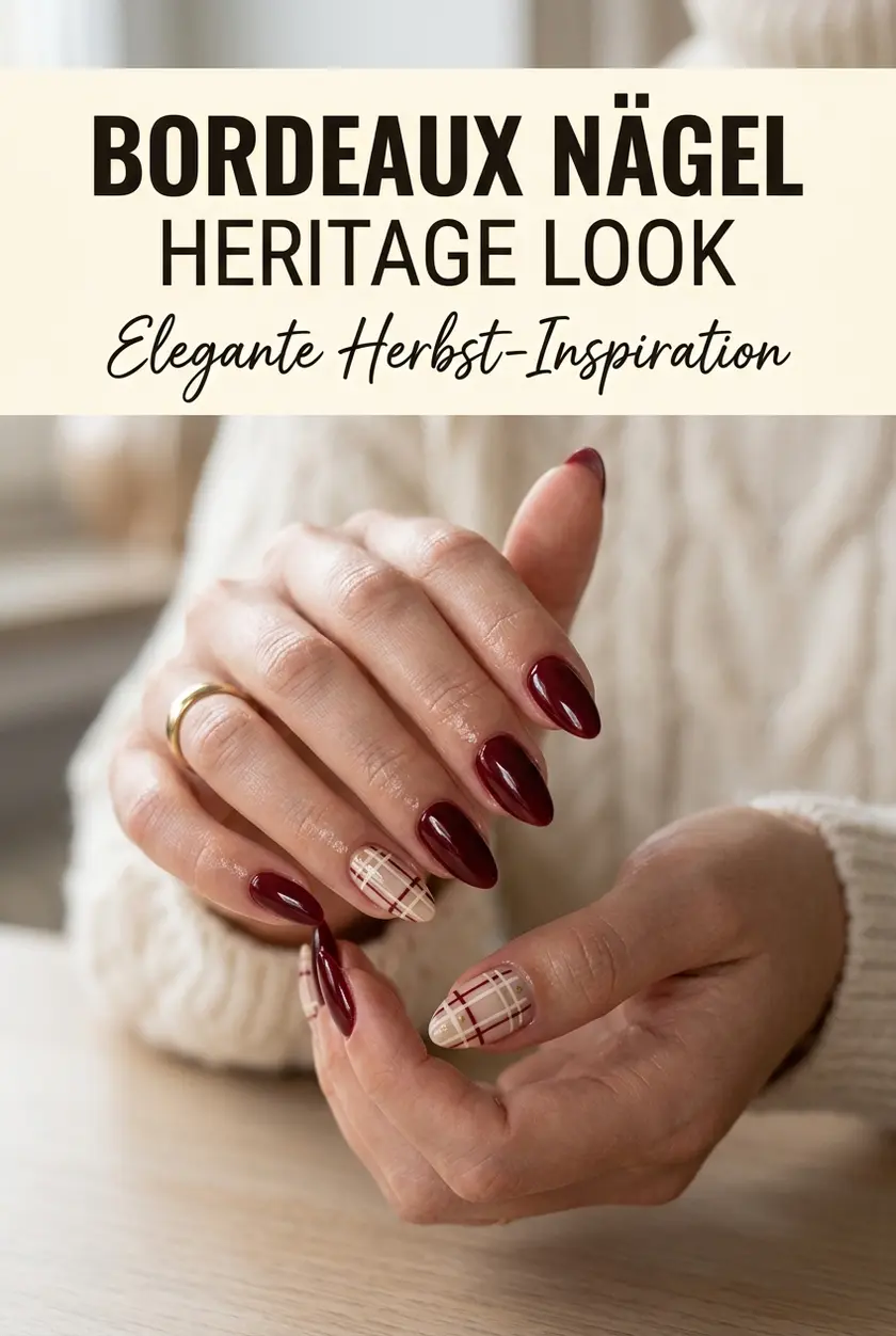 Bordeaux Nägel im Heritage-Look: Elegante Herbst-Muster ✨