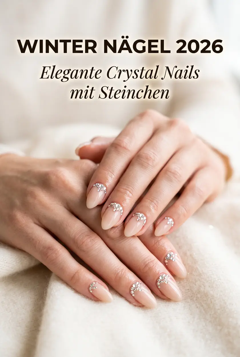 Winter Nägel 2026: Elegante Crystal Nails mit Steinchen ✨