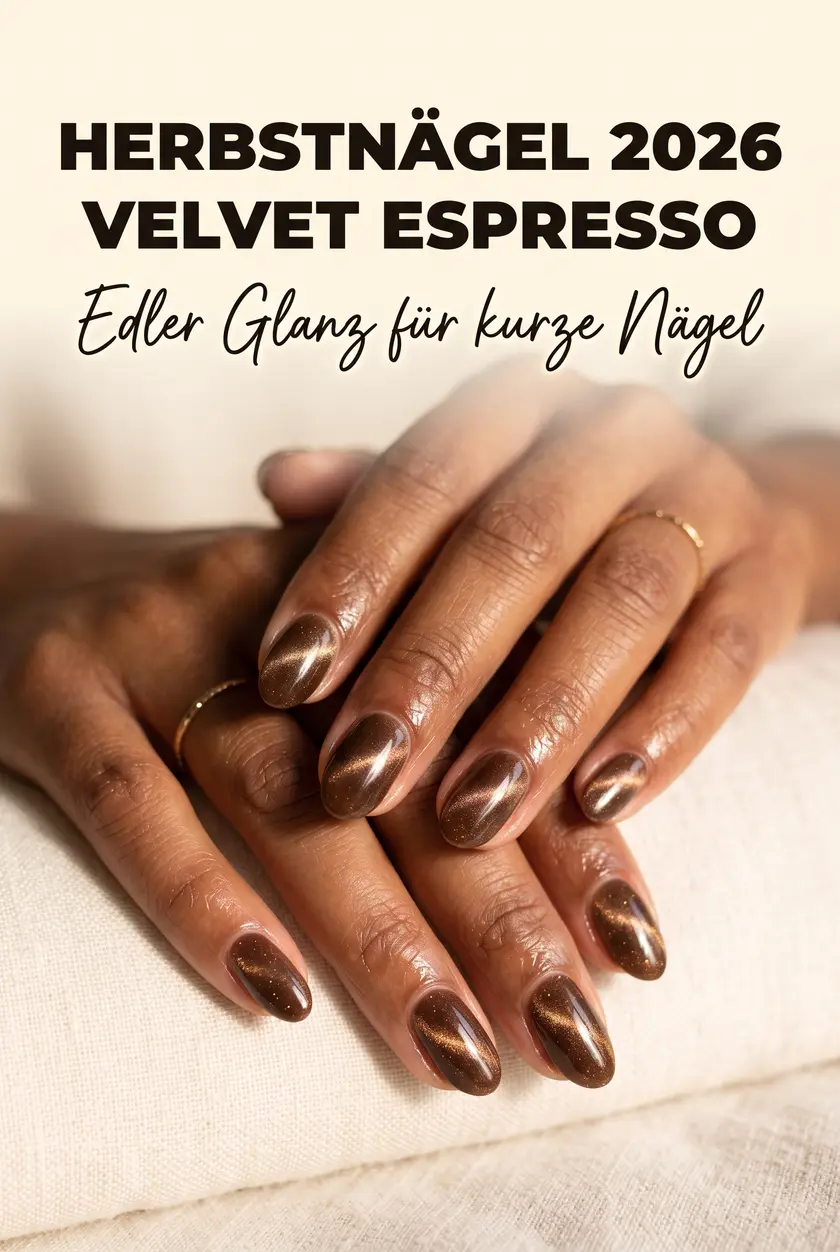 Herbstnägel 2026: Elegante Espresso Nails mit Velvet-Glitzer