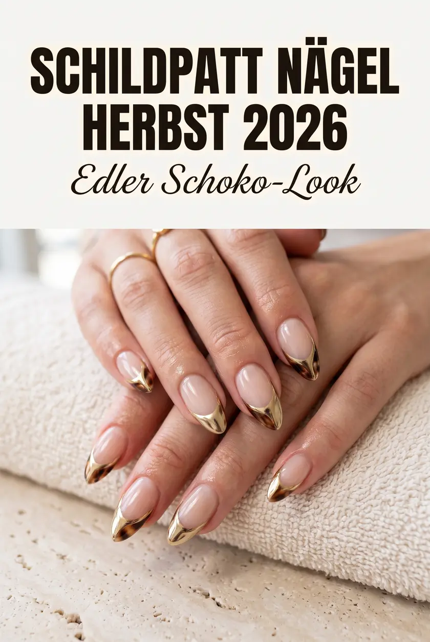 Schildpatt Nägel Herbst | Edle Schoko & Gold Chrome Akzente