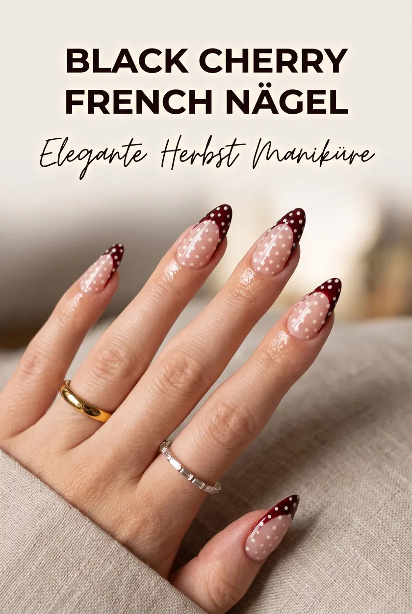 Black Cherry Nägel | Elegante weinrote French Herbstnägel