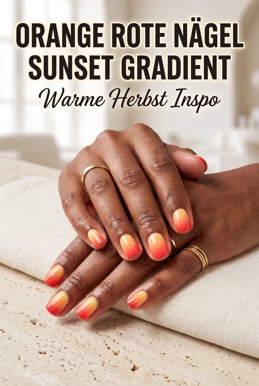 Orange Rote Nägel: Sunset Gradient Maniküre für den Herbst 2026