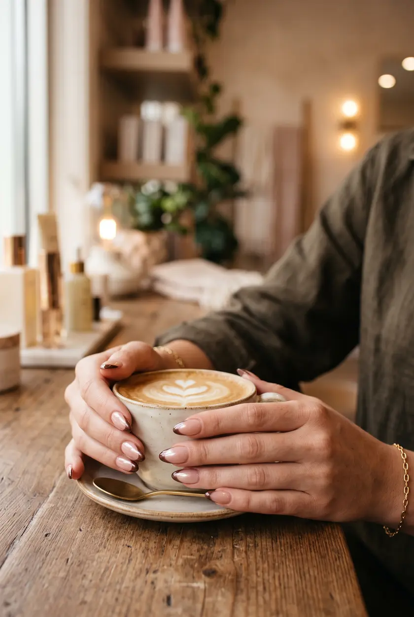 Glazed Espresso French Nails ☕ Edle Schoko French Tips für den Herbst