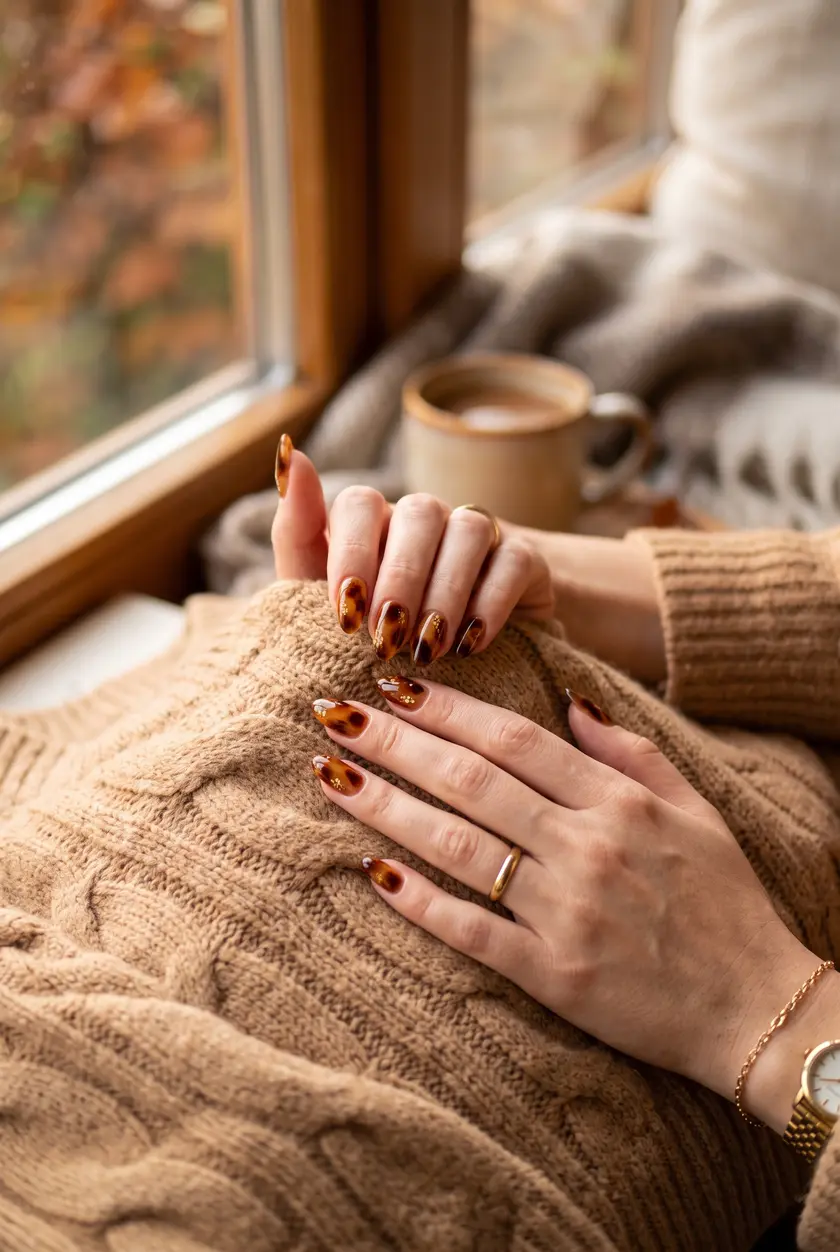 Tortoiseshell Amber Nails 🍂 Elegante Schildplatt Maniküre für den Herbst