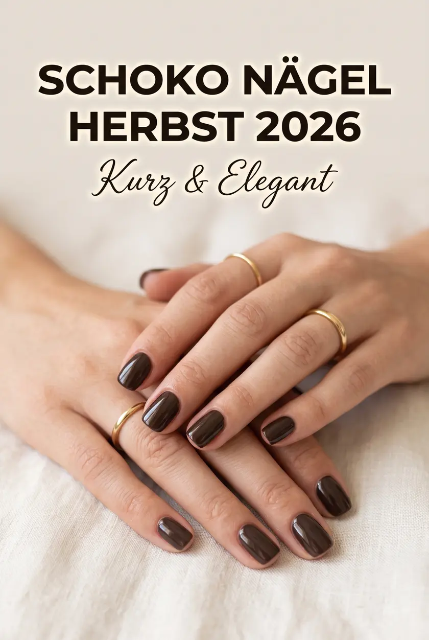 Braune Nägel Herbst 2026: Kurze eckige Schoko Nägel ✨
