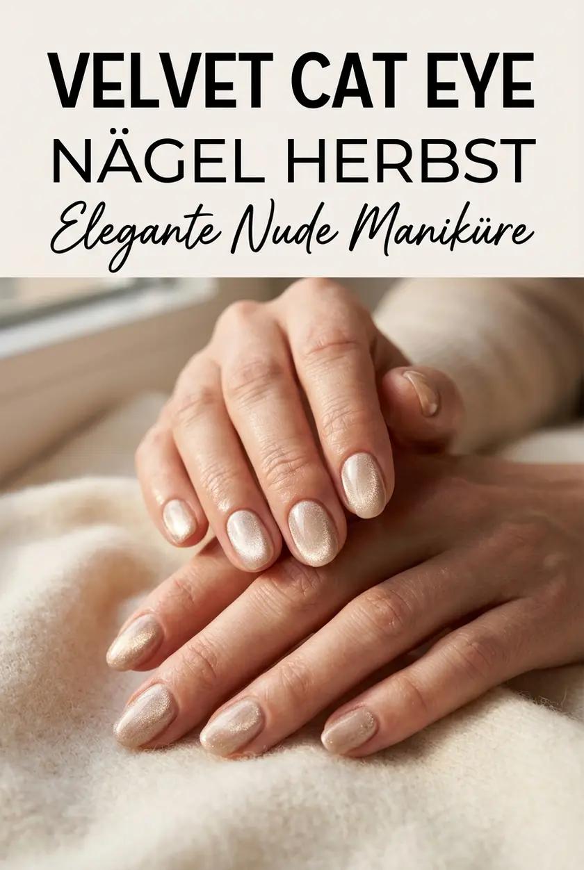 Cat Eye Nägel Herbst: Elegante Velvet Nails in Nude ✨
