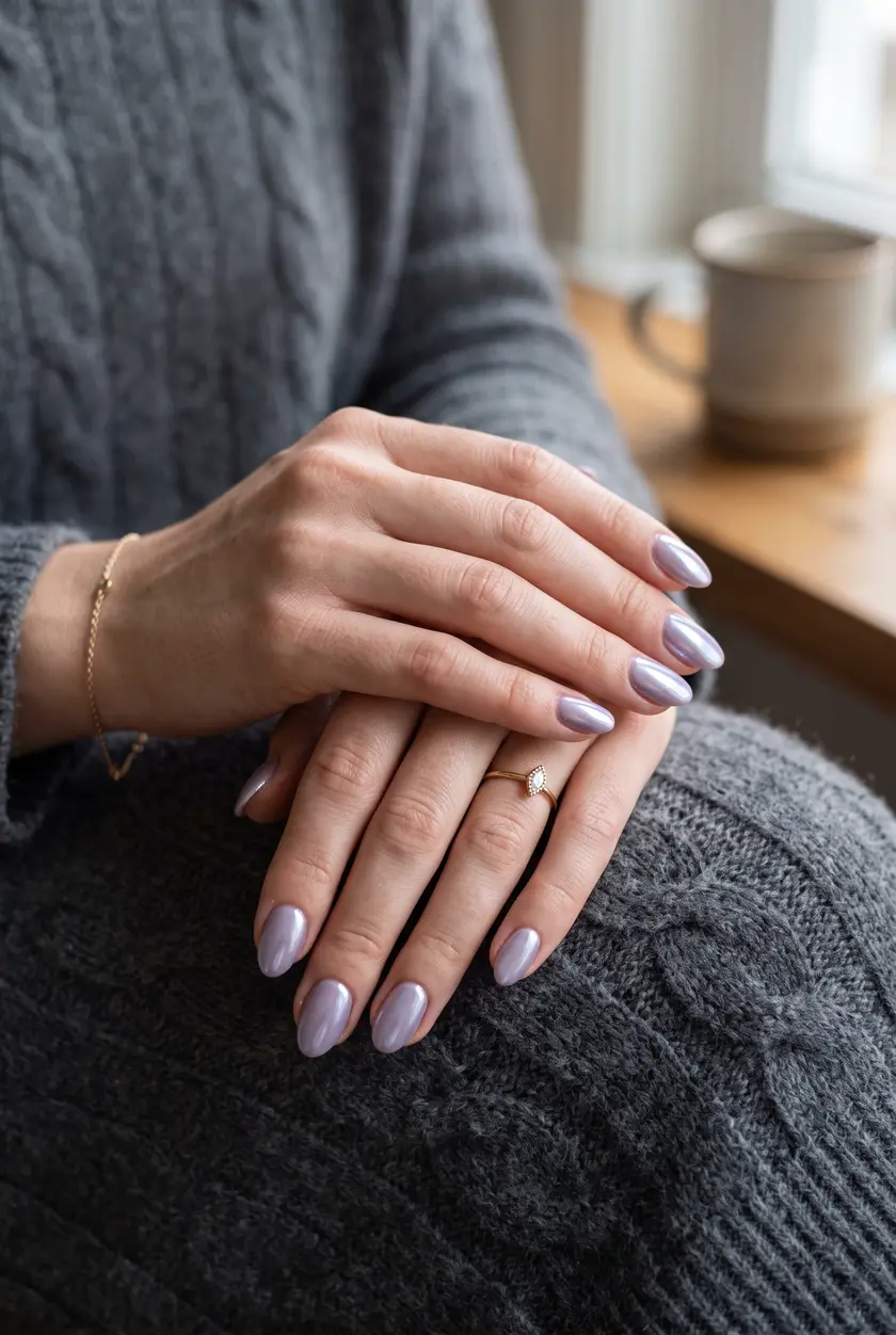 Frosted Lavender Glaze Nails 💜 Kühler Fliedertraum mit Chrome-Finish