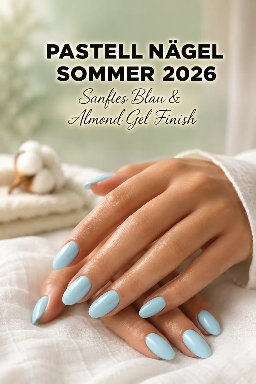 Pastell Blaue Sommer Nägel | Gel Almond Nails 2026 ✨