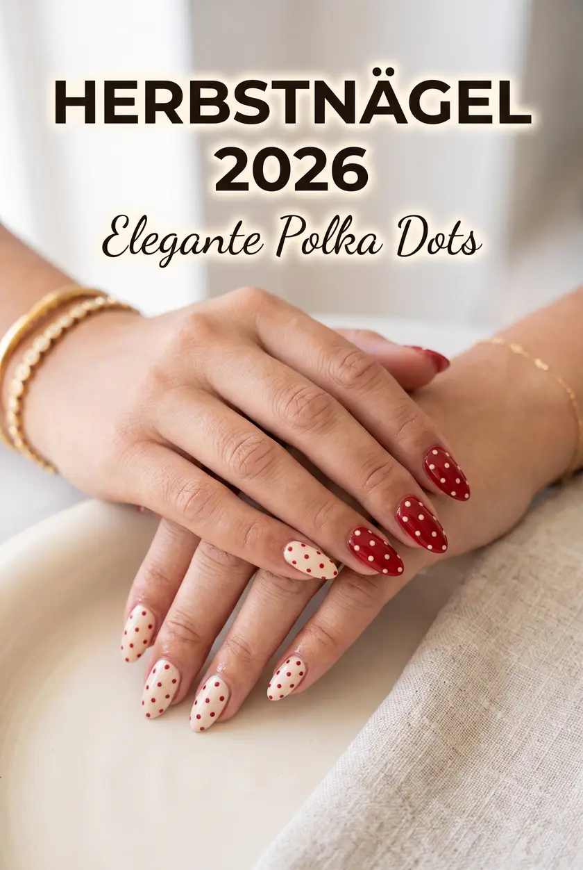Nageldesign Herbst 2026: Elegante Polka Dots in Mandelform ✨