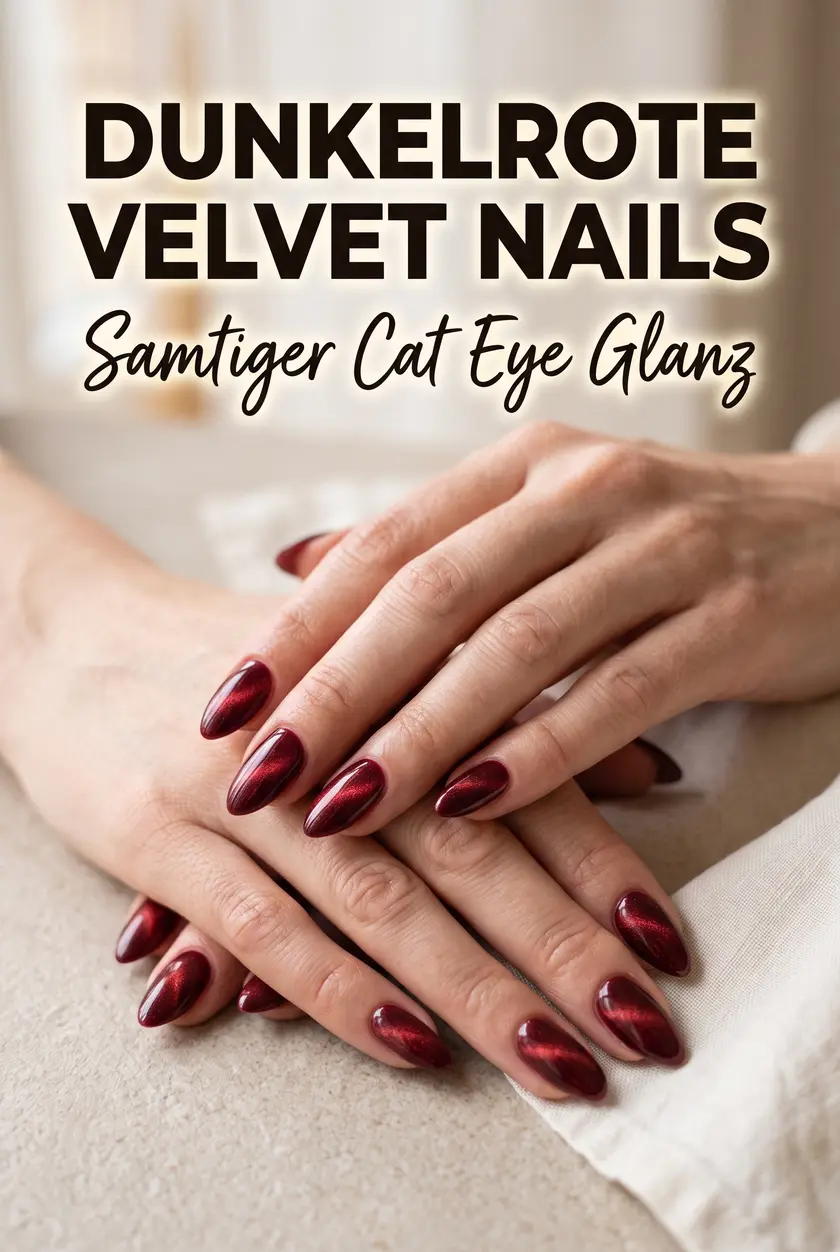 Cat Eye Nägel Dunkelrot | Elegantes Velvet Nageldesign 2026