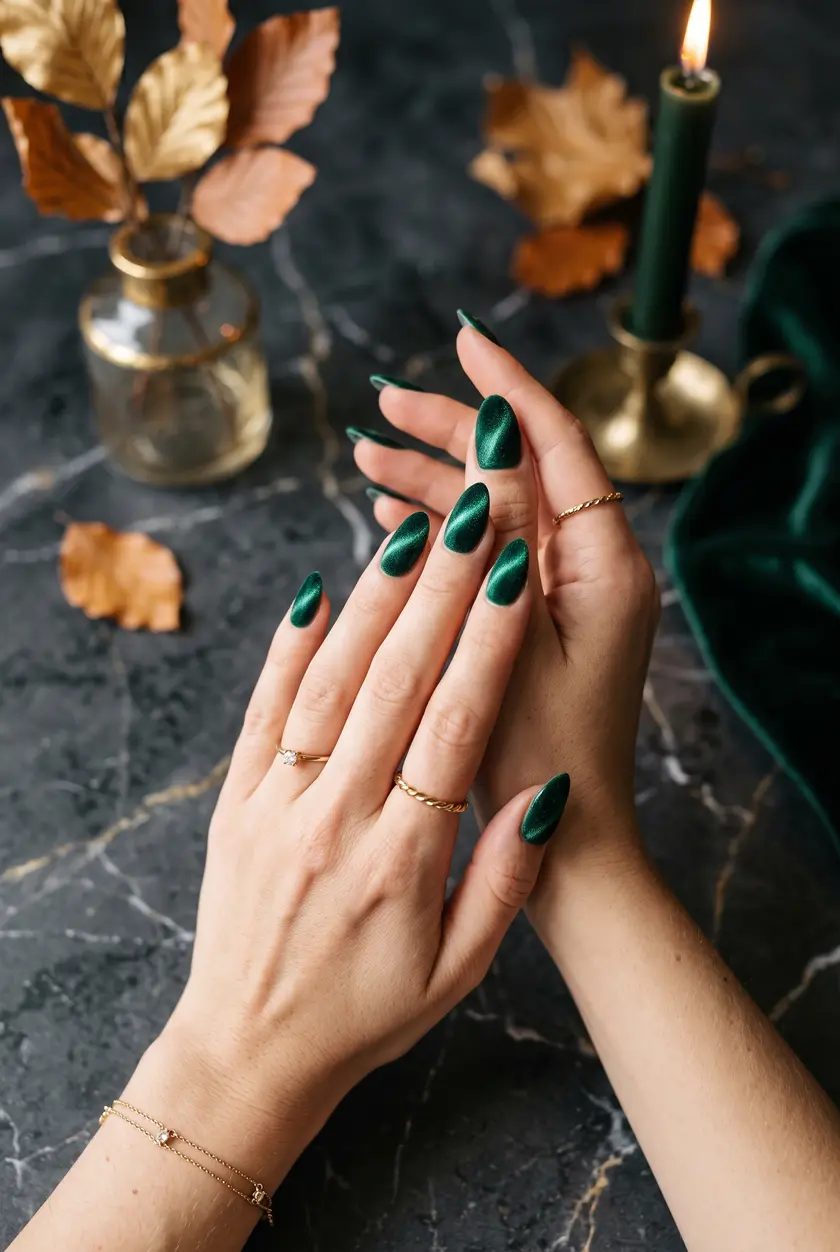 Emerald Velvet Nägel 💚 Samtige Smaragdgrün Maniküre für den Herbst 2026