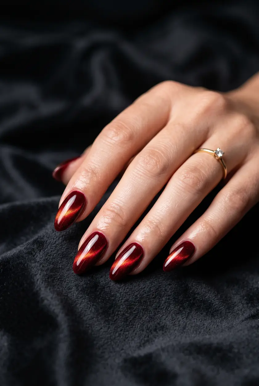 Blood Red Cat-Eye Velvet Nails 🩸 Magnetische dunkelrote Samtnägel